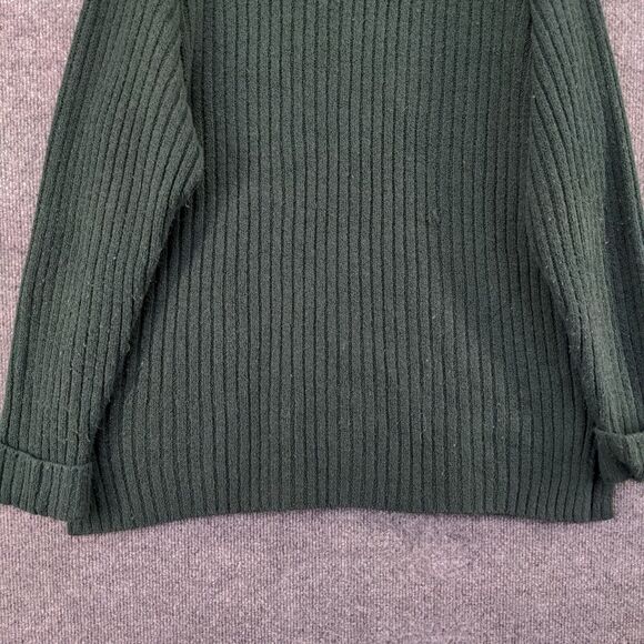 Express Tricot Turtleneck Sweater Womens Size L Green Ribbed Pullover - Picture 10 of 11